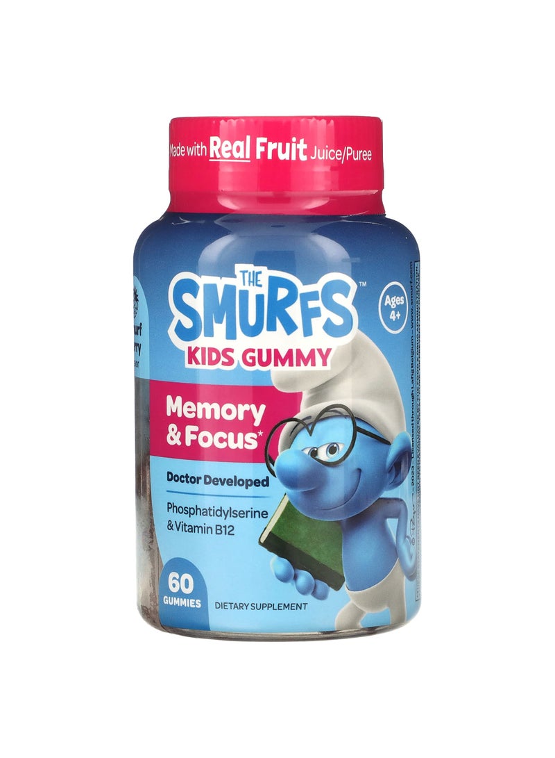 Kids Gummy, Memory & Focus, Ages 4+, Smurf Berry, 60 Gummies